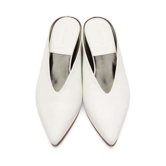 Alumnae White Ivory Pointy Toe Low Heel Mules Shoes - Picture 8 of 8